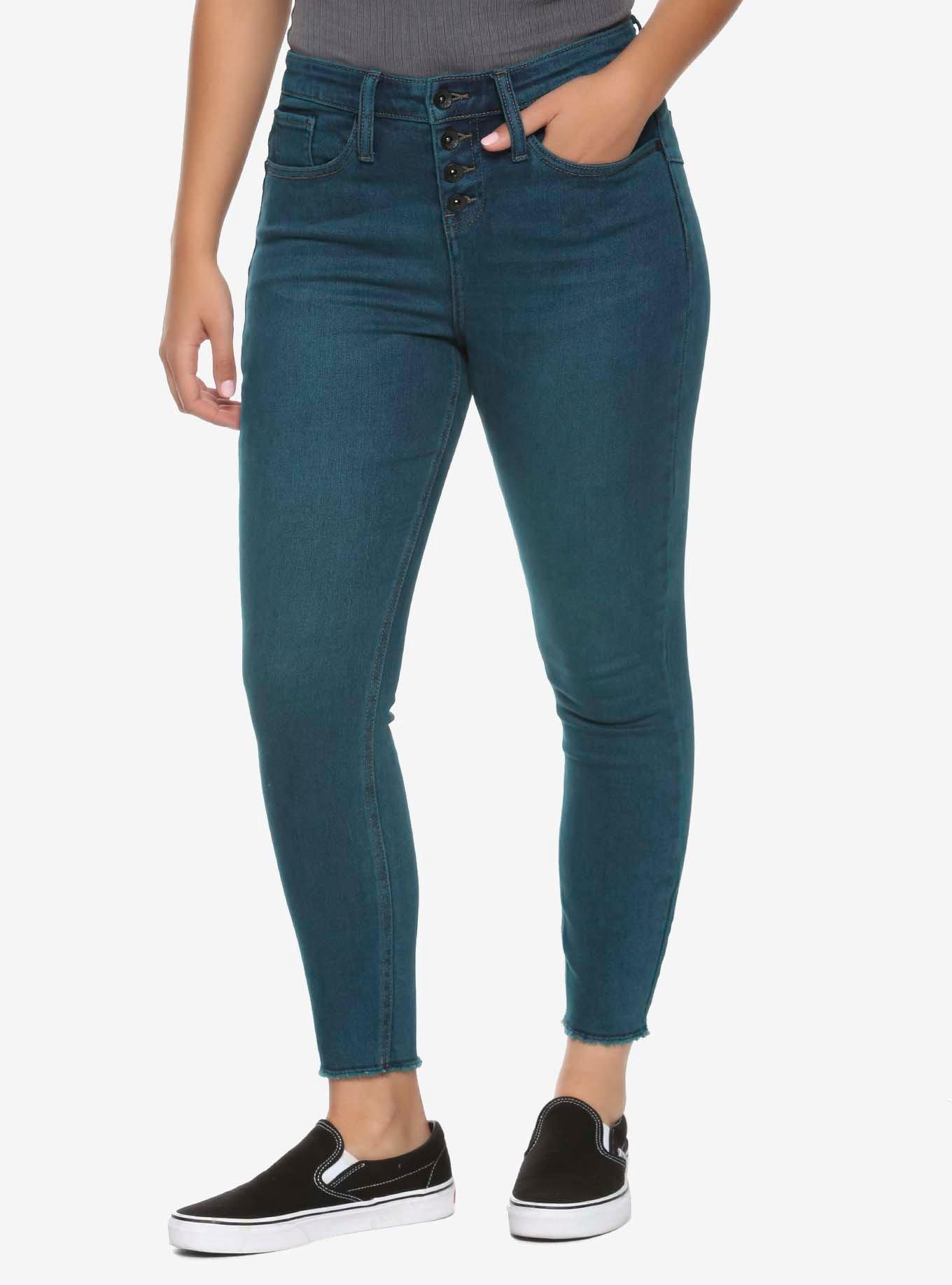 HT Denim Teal Wash Hi-Rise Super Skinny Jeans, TEAL, hi-res