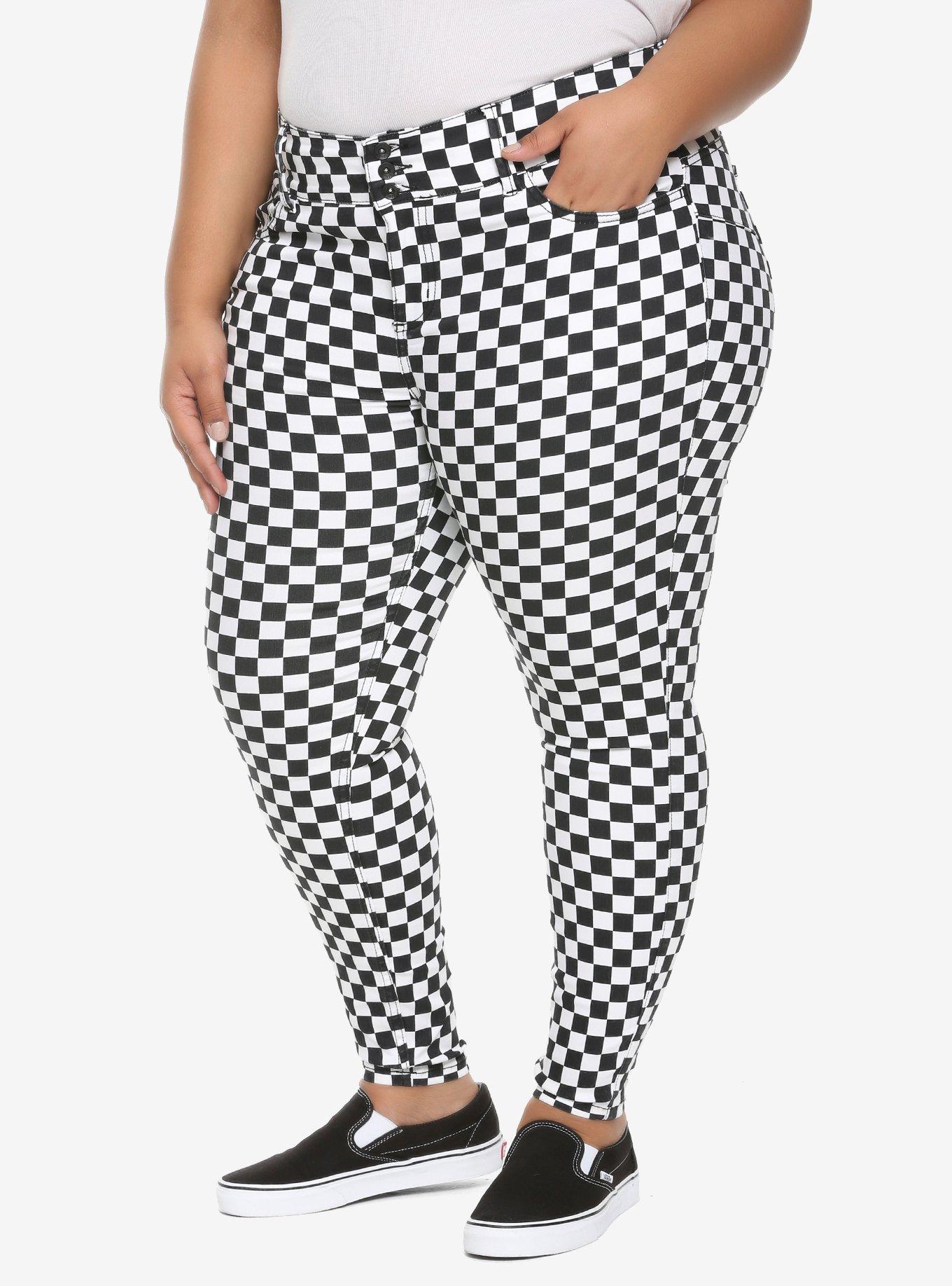 HT Denim Checkered Hi-Rise Super Skinny Jeans Plus Size, MULTI, hi-res