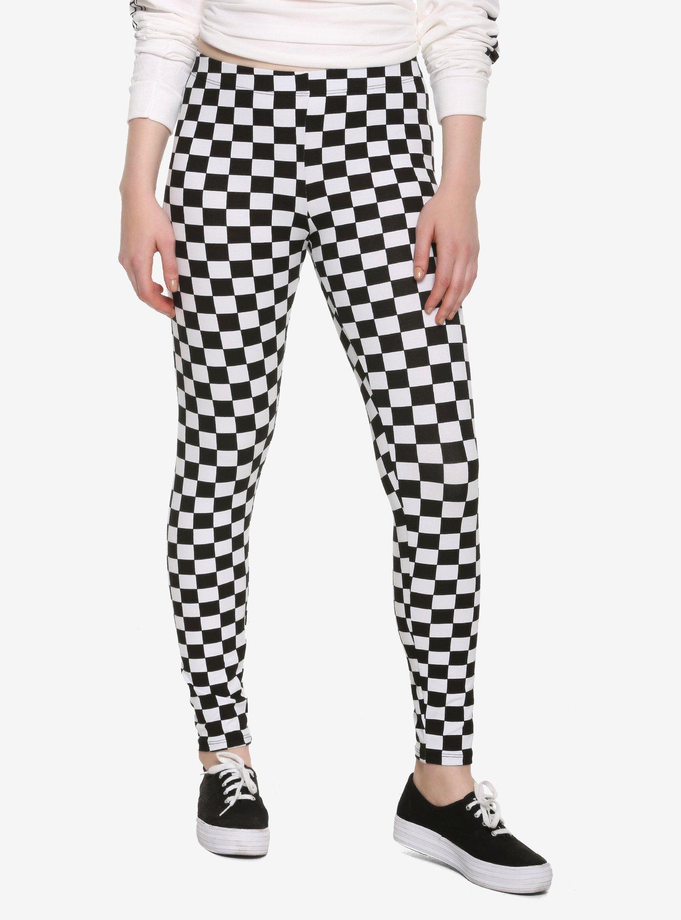 Checkered stripe outlet leggings