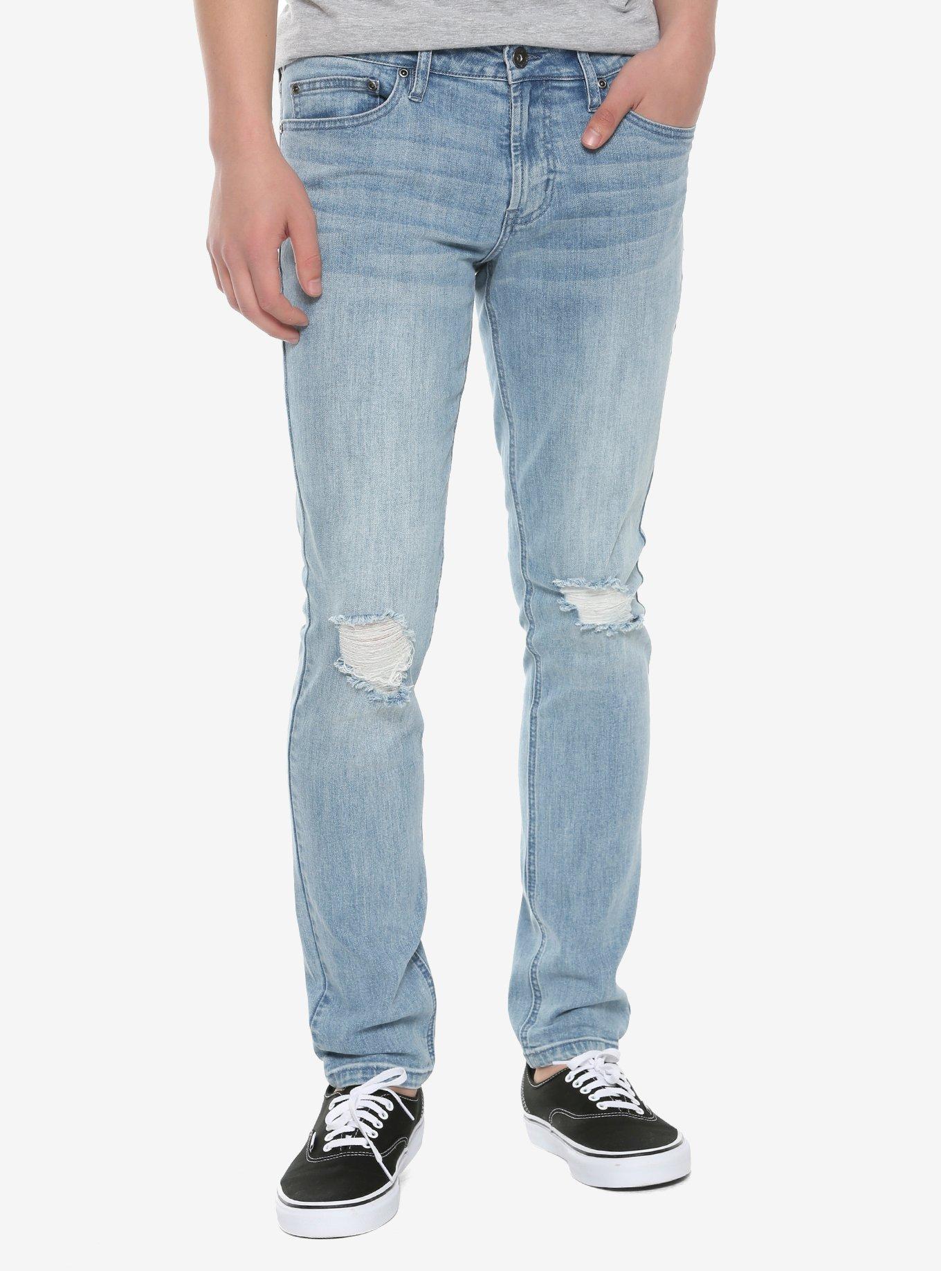 HT Denim Indigo Destructed Skinny Jeans, INDIGO, hi-res