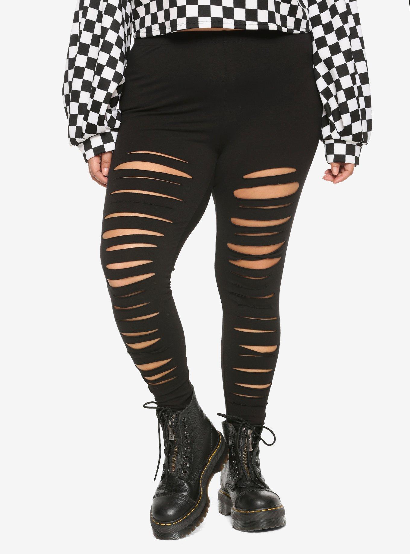 Plus size ripped leggings best sale