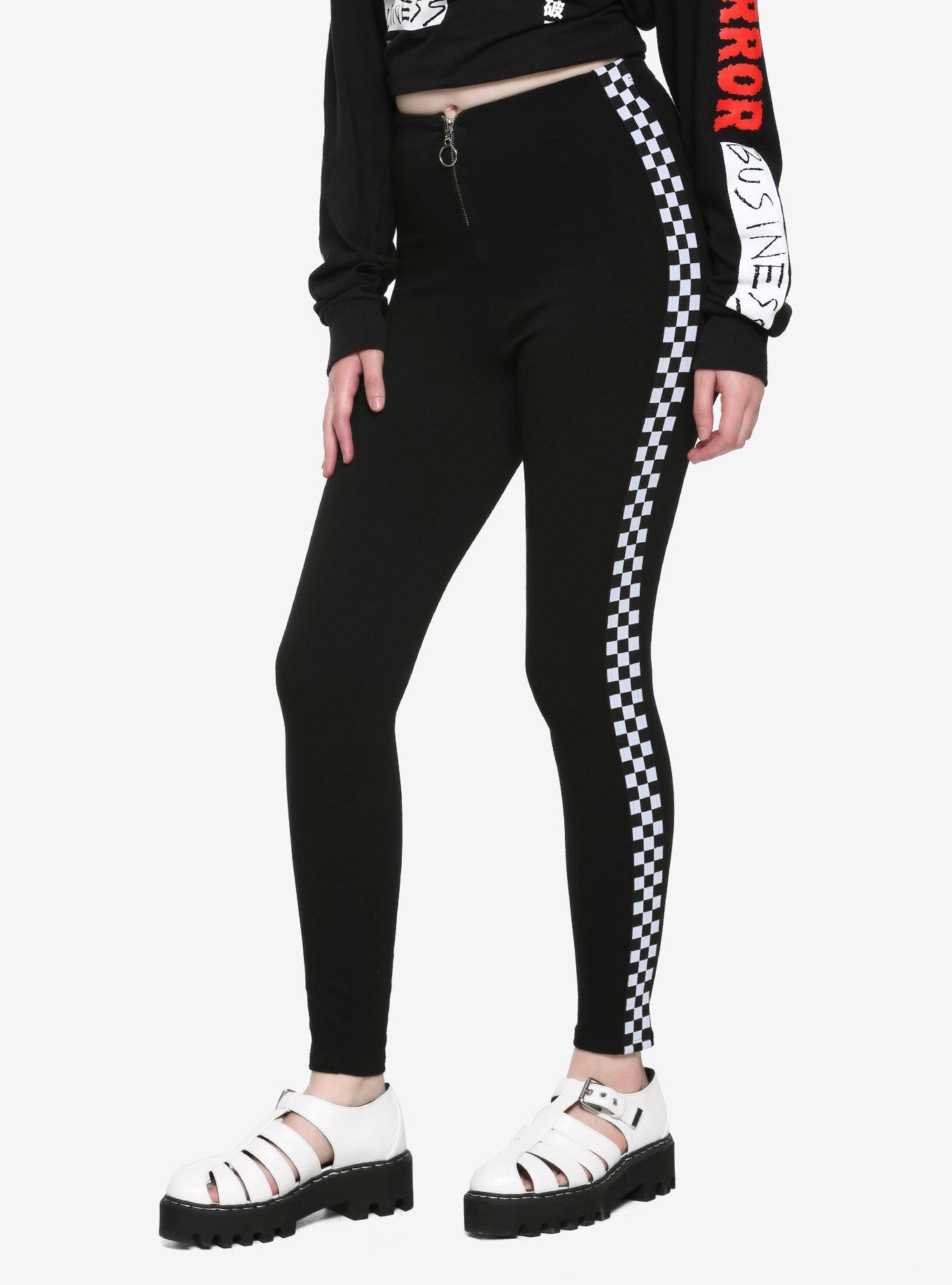 Check Zip-Front Leggings, MULTI, hi-res