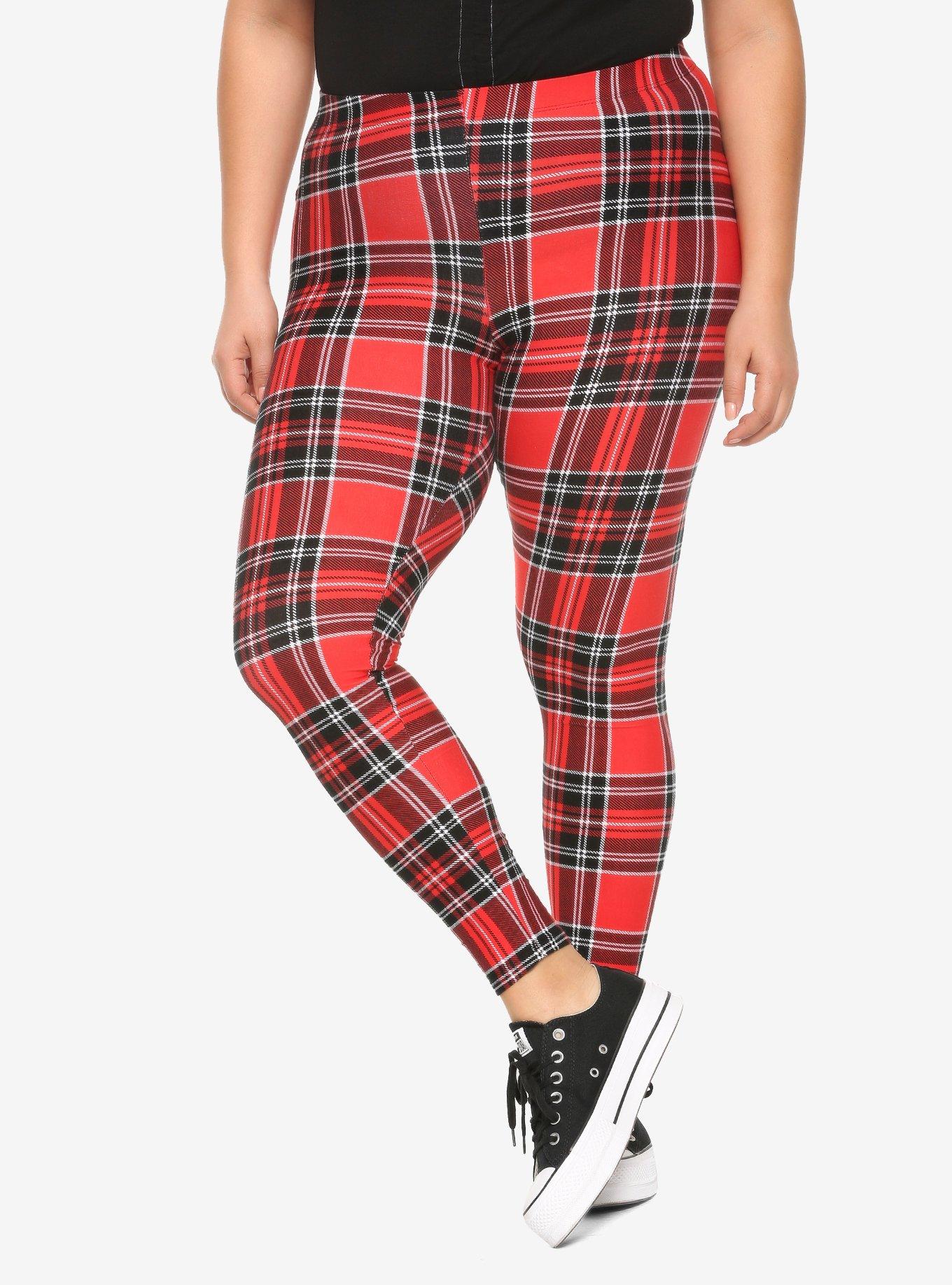 Red Plaid Tights Plus Size