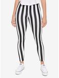 Black & White Vertical Striped Leggings, BLACK  WHITE, hi-res