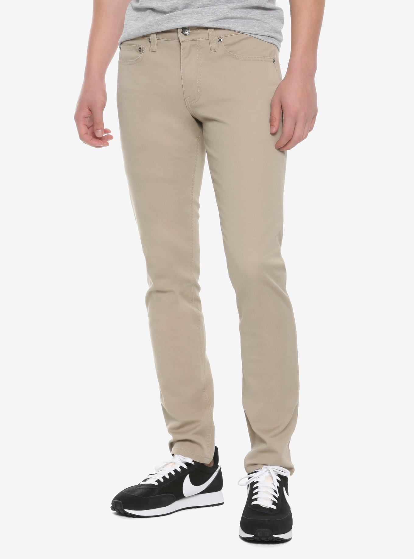 HT Denim Skinny Khaki Pants, KHAKI, hi-res