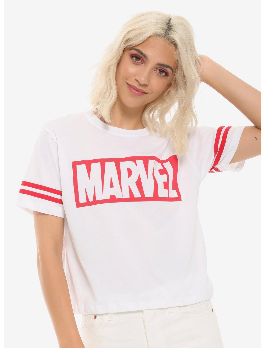 Marvel Logo Girls Athletic T-Shirt, RED, hi-res