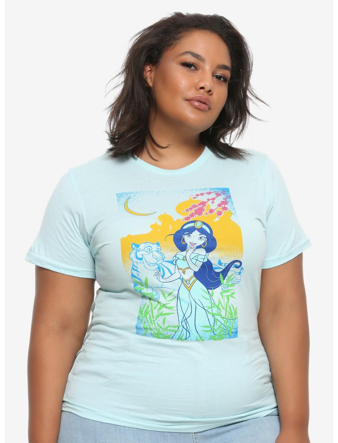 Disney Aladdin Jasmine & Rajah Block Print Boyfriend Fit Girls T-Shirt Plus Size, MULTI, hi-res