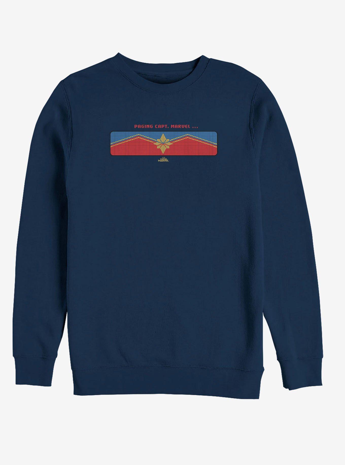 Marvel Captain Marvel Get the Message Sweatshirt, NAVY, hi-res