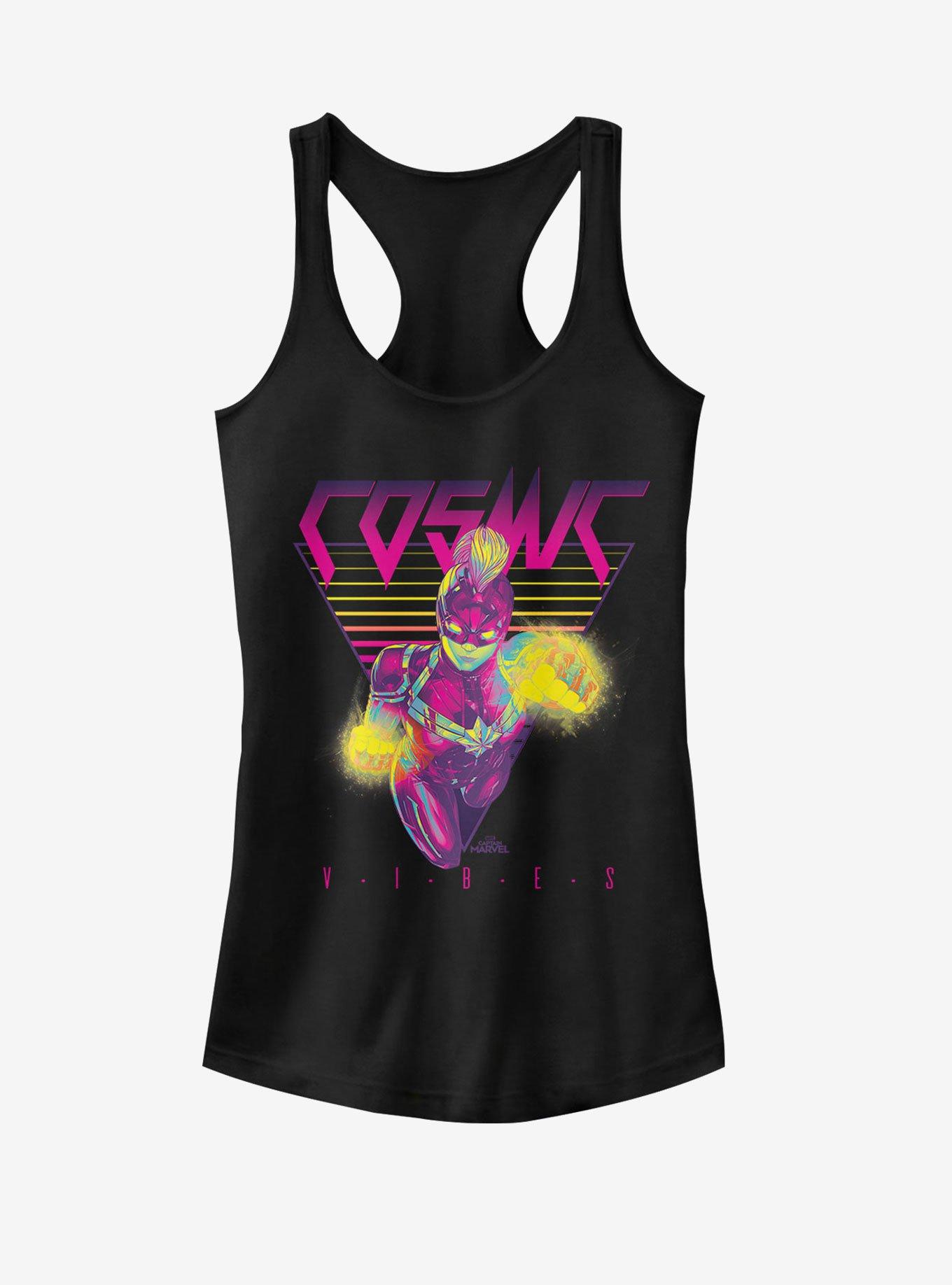 Marvel Captain Marvel Cosmic Neon Girls Tank, BLACK, hi-res