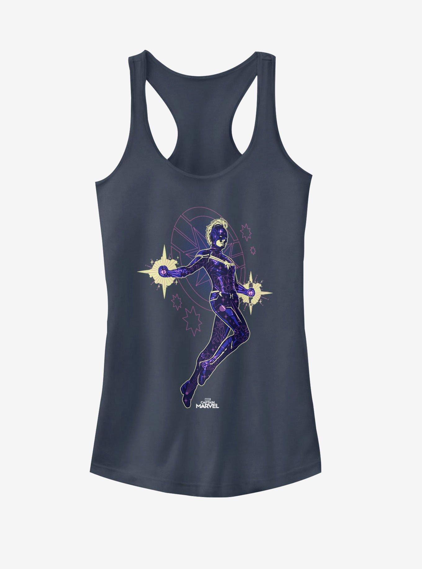 Marvel Captain Marvel Flying Star Girls Tank, INDIGO, hi-res