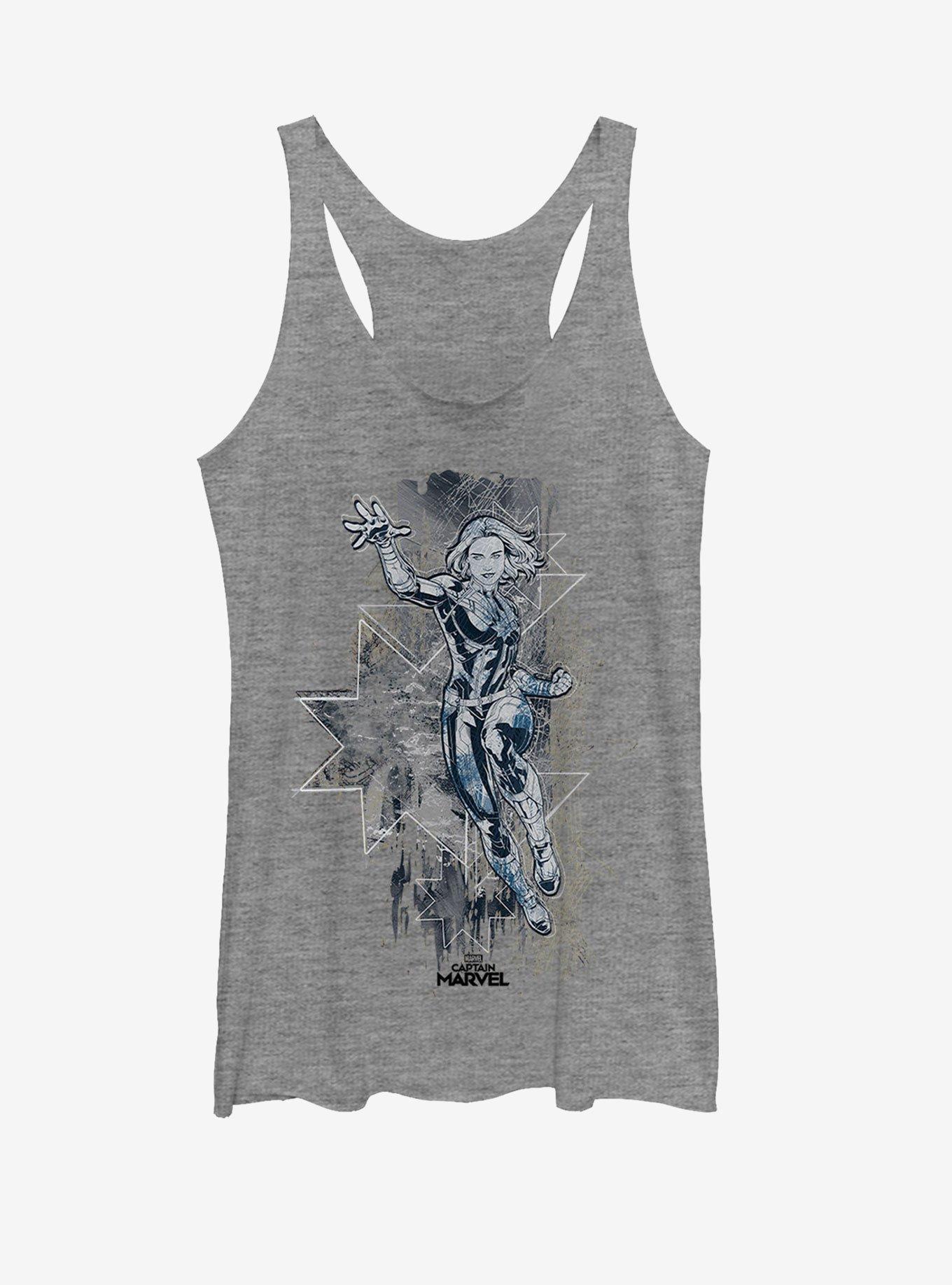 Marvel Captain Marvel Soaring Captain Girls Tank, GRAY HTR, hi-res