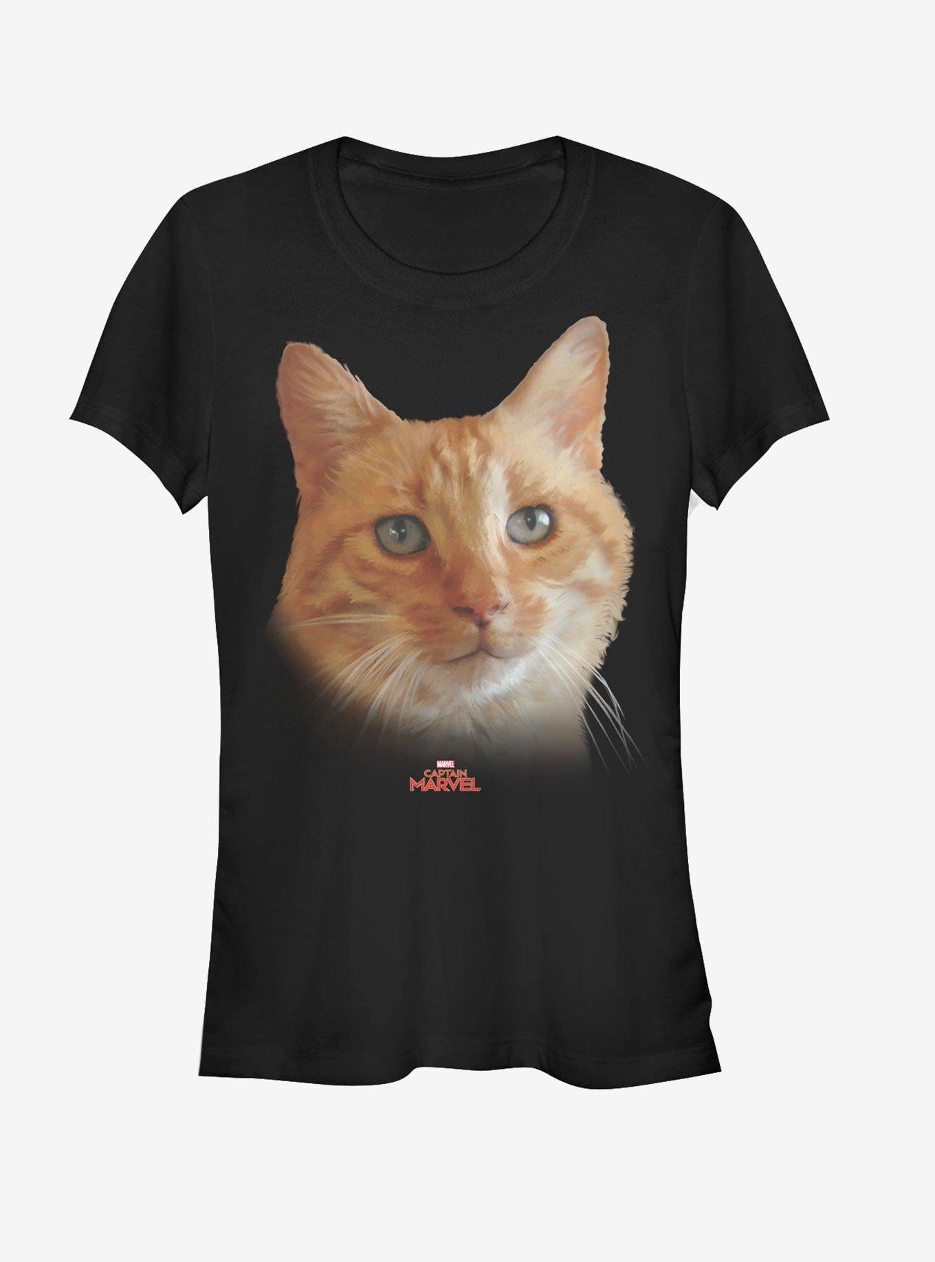 Marvel Captain Marvel Cat Face Girls T-Shirt