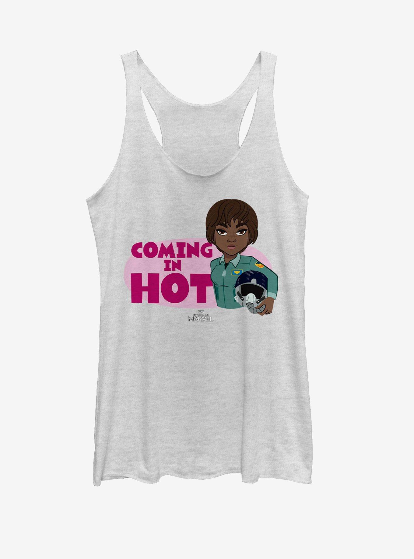 Marvel Captain Marvel Green Pilot Girls Tank, WHITE HTR, hi-res