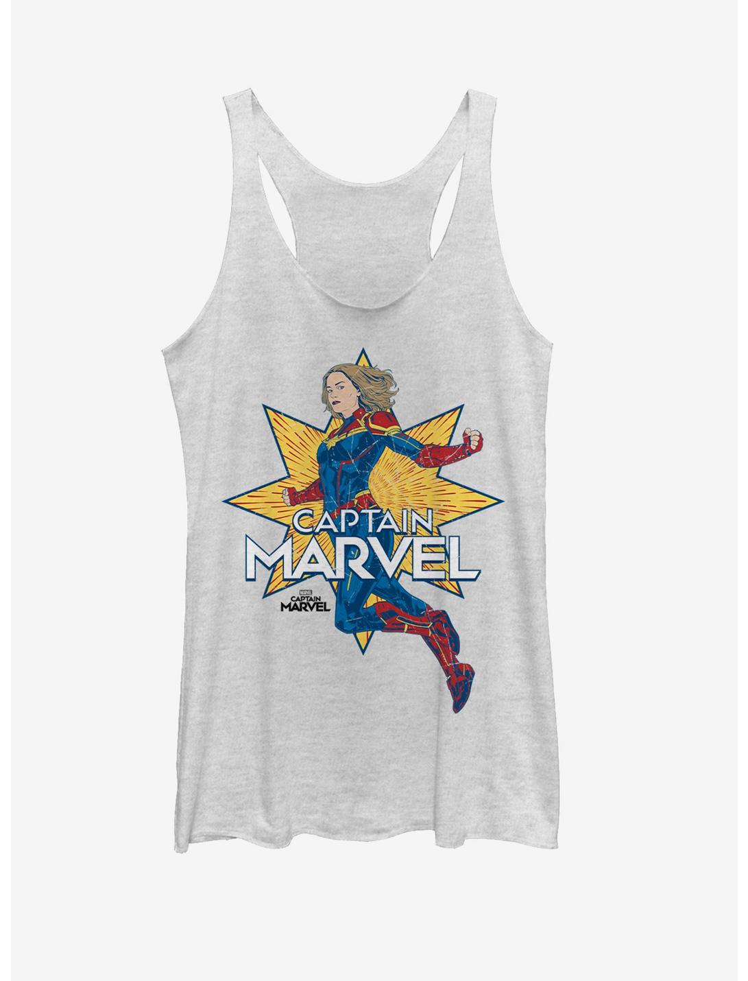 Marvel Captain Marvel Star Marvel Girls Tank, WHITE HTR, hi-res
