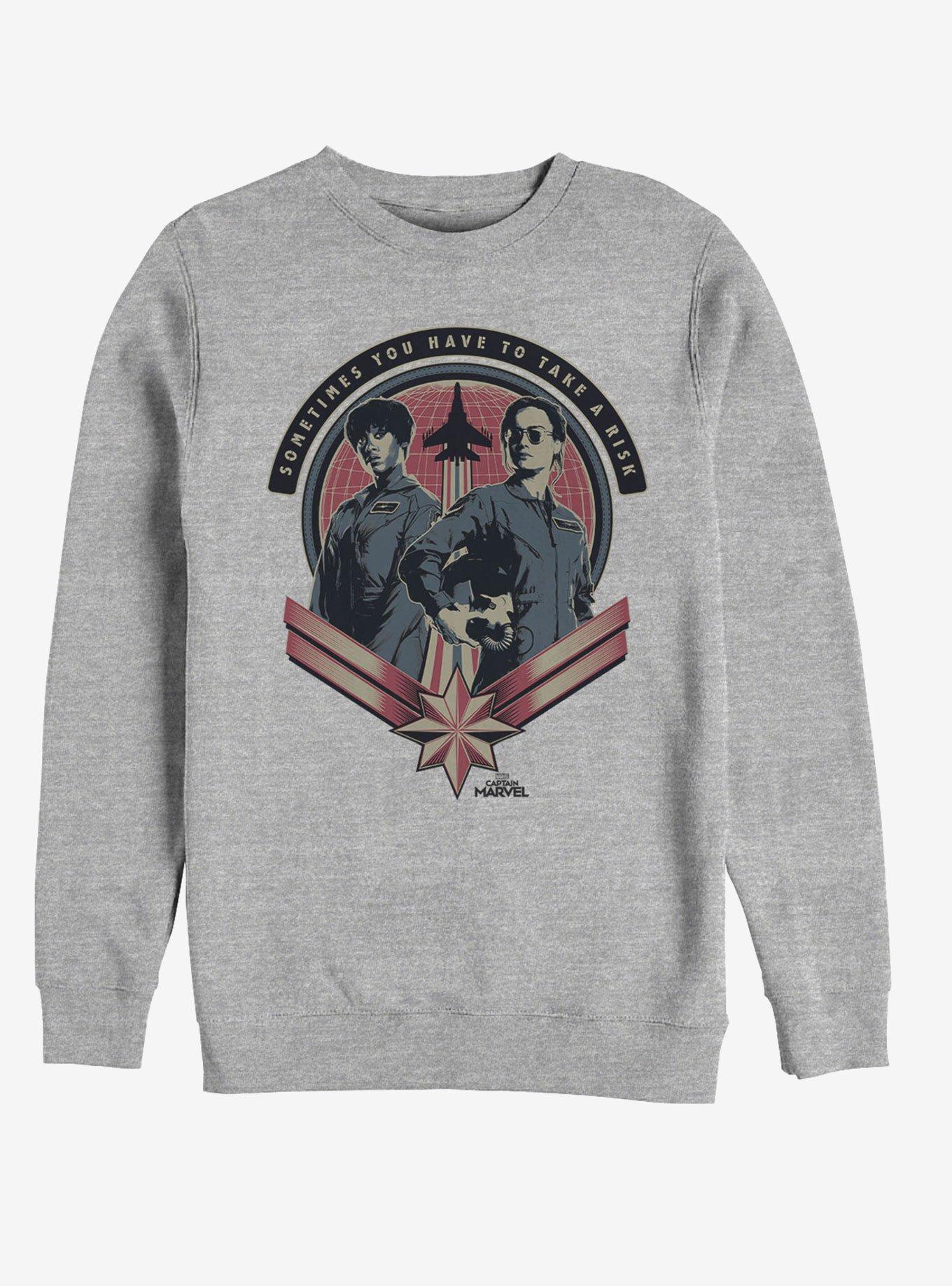 Marvel Captain Marvel Fly Girls Sweatshirt, ATH HTR, hi-res