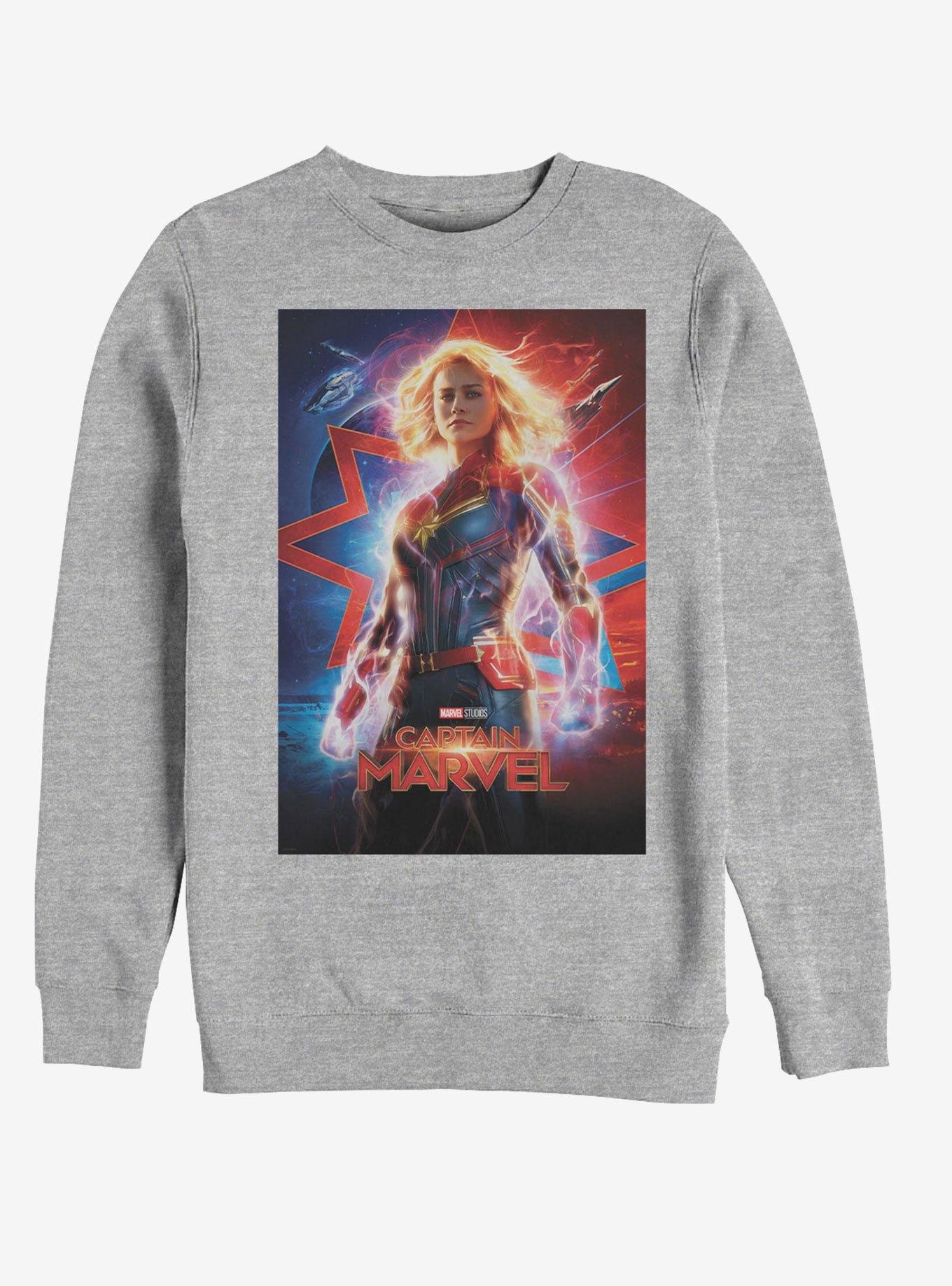 Marvel Captain Marvel Marvel Poster Sweatshirt - GREY | Hot Topic