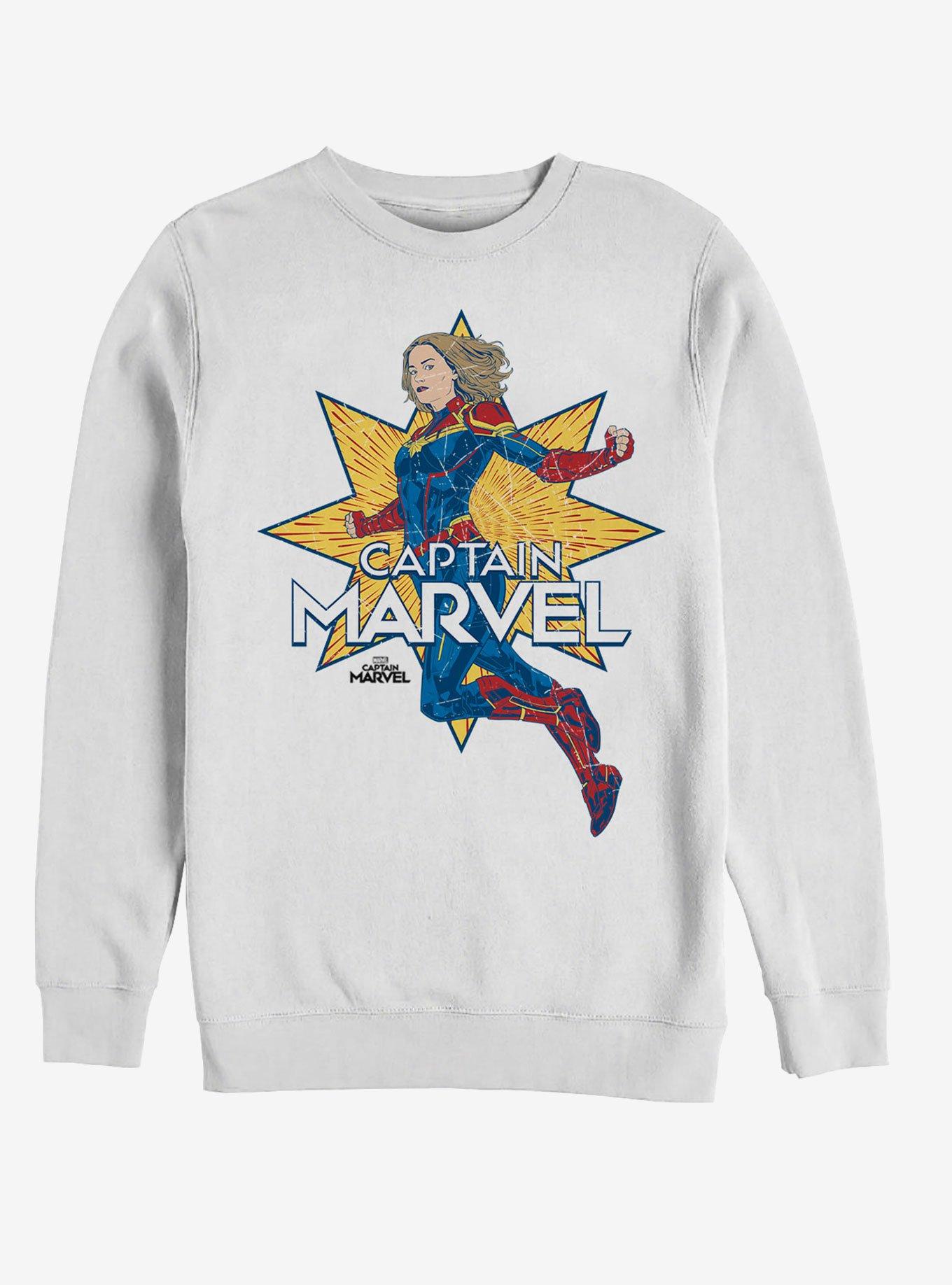 Marvel Captain Marvel Star Marvel Sweatshirt, WHITE, hi-res
