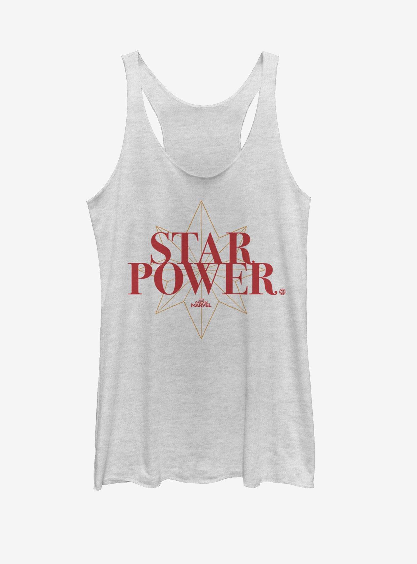 Marvel Captain Marvel Star Power Girls Tank, WHITE HTR, hi-res