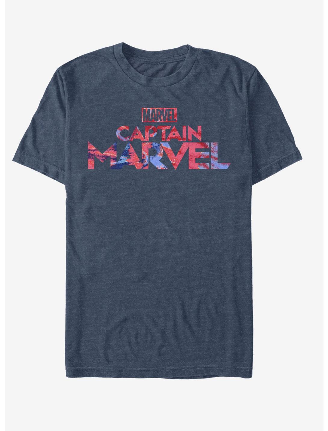 Marvel Captain Marvel Capt Marvel Logo Tie-Dye T-Shirt, NAVY HTR, hi-res