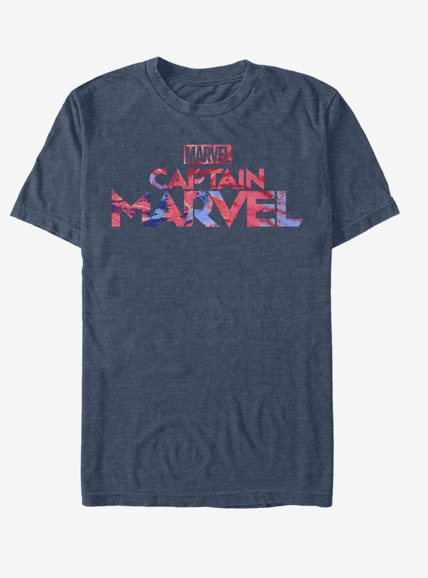 Marvel Captain Marvel Capt Marvel Logo Tie-Dye T-Shirt, NAVY HTR, hi-res