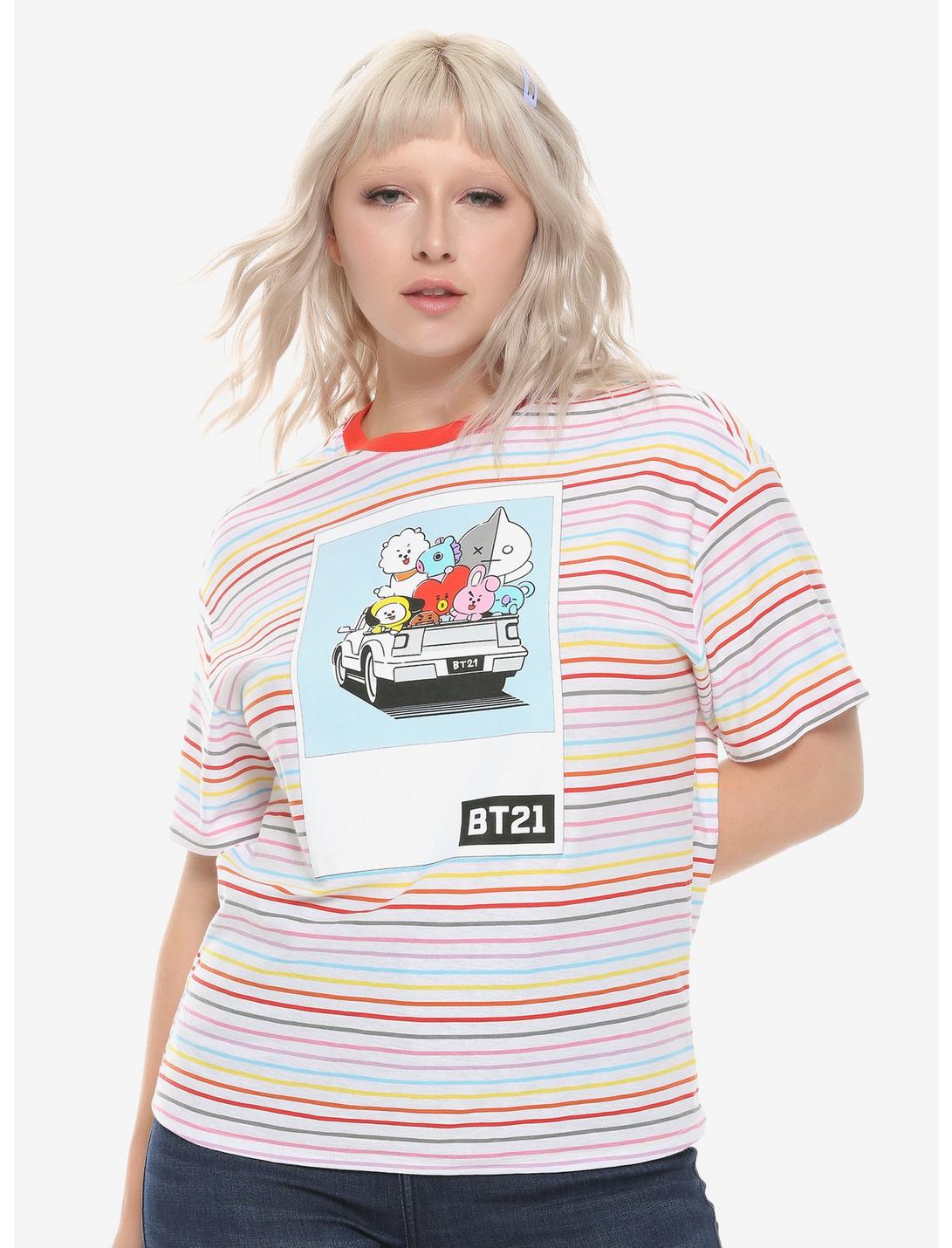 BT21 Truck Striped Girls Oversized Ringer T-Shirt, MULTI, hi-res