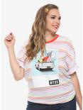 BT21 Truck Striped Girls Oversized Ringer T-Shirt Plus Size, MULTI, hi-res