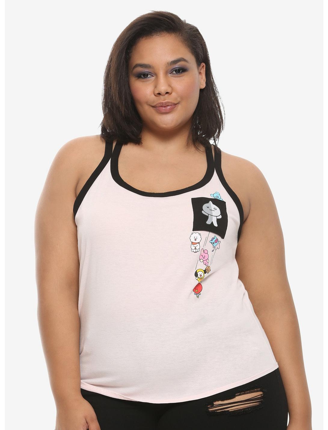 BT21 Falling Characters Pocket Girls Strappy Tank Top Plus Size, MULTI, hi-res