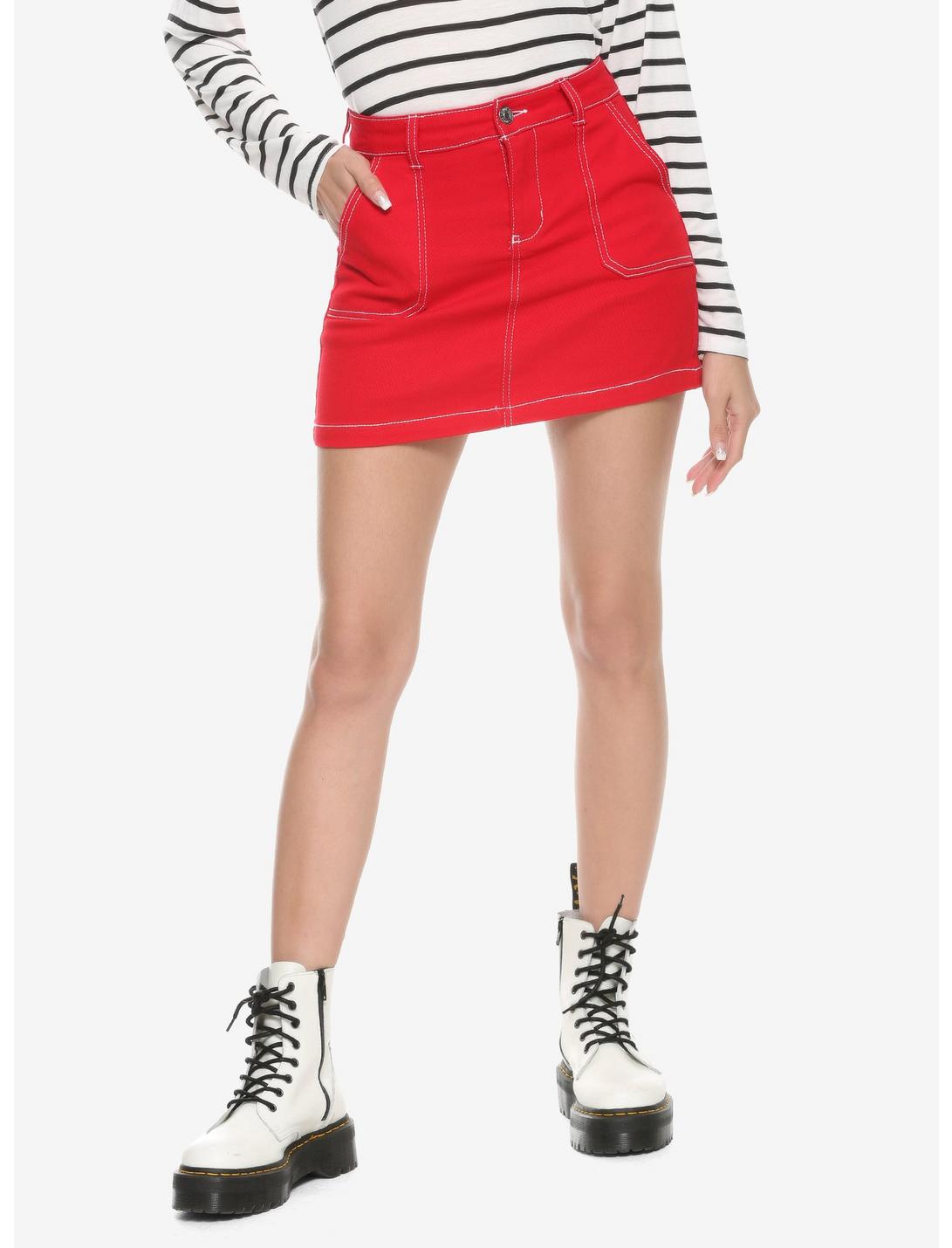 Almost Famous Red Mini Skirt, RED, hi-res