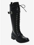 Step Into The Bad Side Knee-High Buckle Boots, BLACK, hi-res