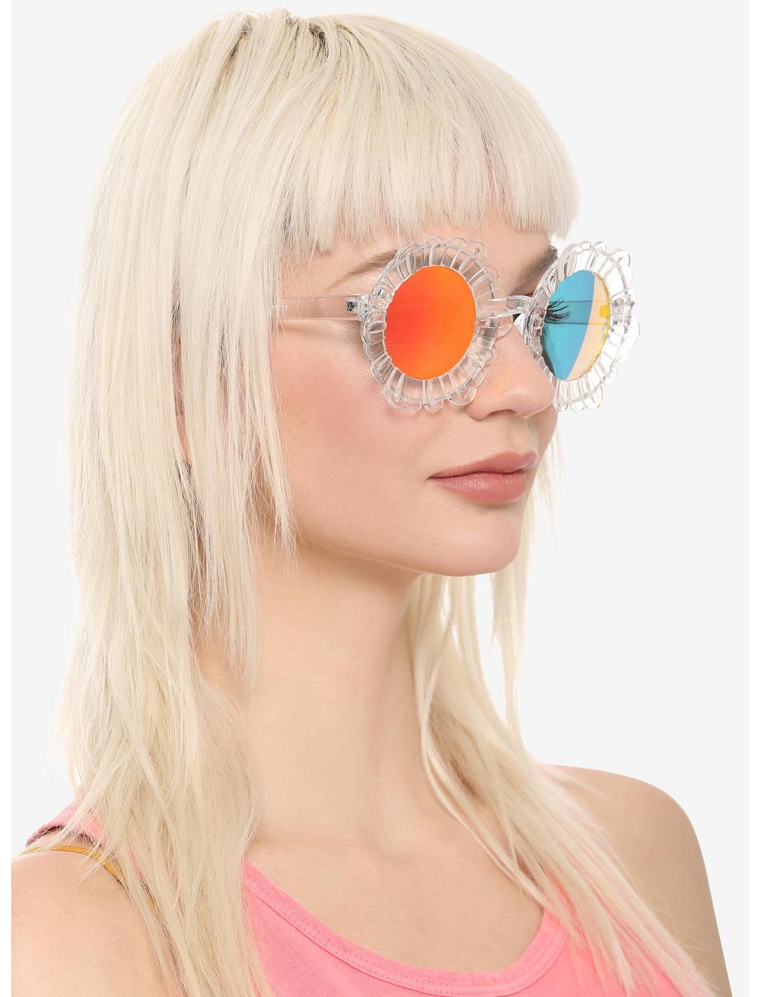 Clear Frame Sunset Mirror Lens Daisy Sunglasses, , hi-res