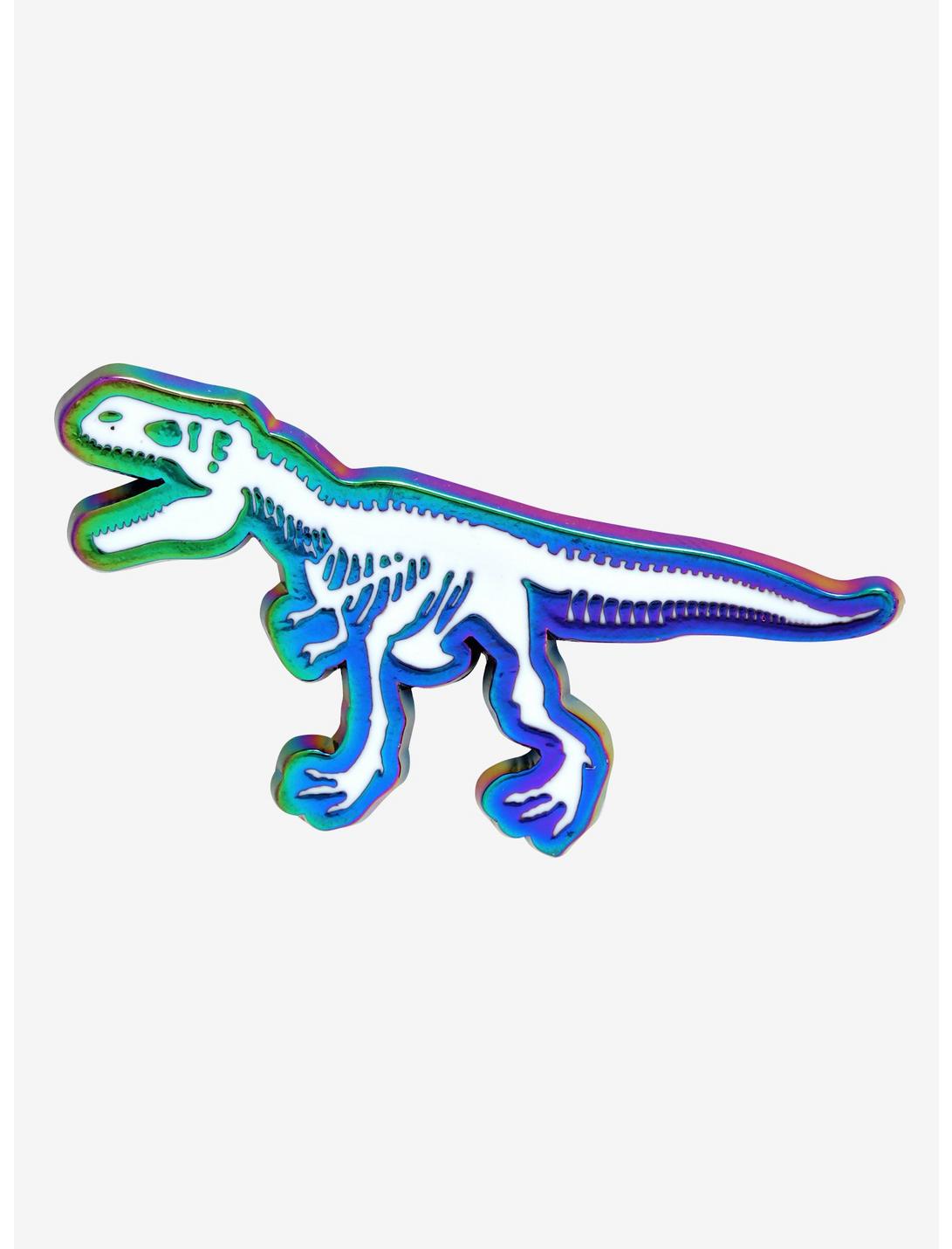 T-Rex Anodized Skeleton Enamel Pin, , hi-res