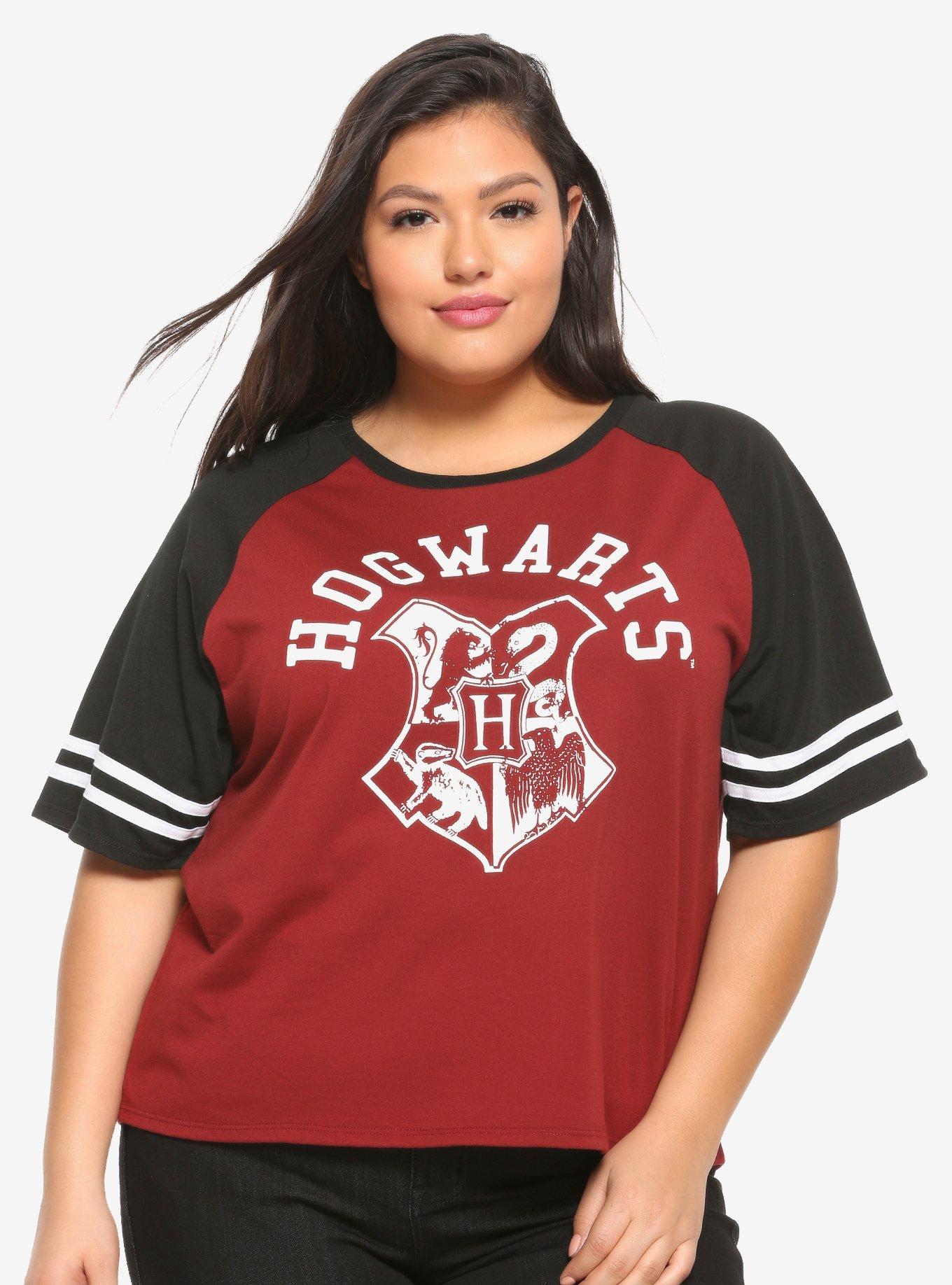 Harry Potter Hogwarts Girls Athletic Crop T-Shirt Plus Size, BLACK, hi-res