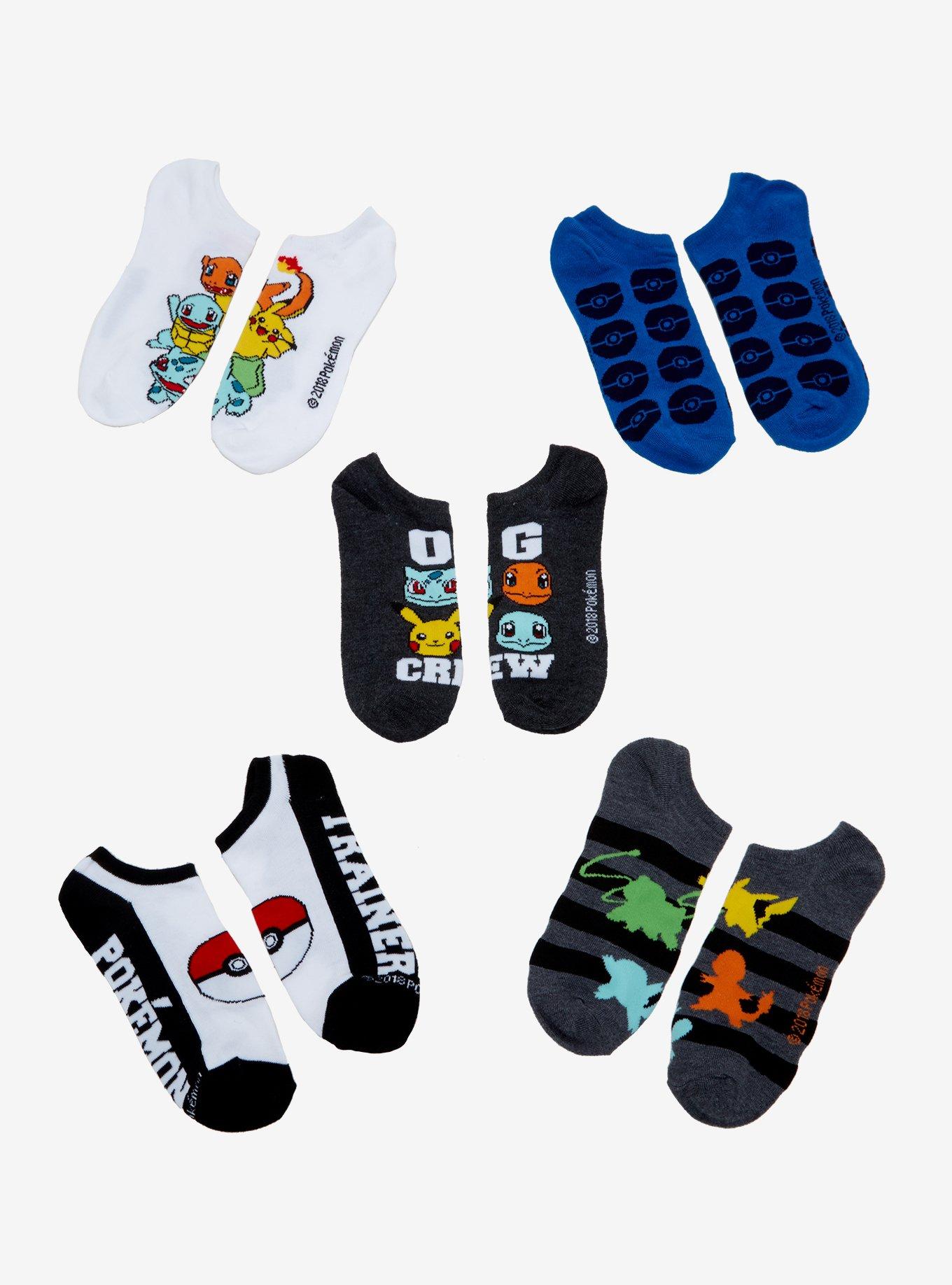 Pokemon Starters No-Show Socks 5 Pair, , hi-res
