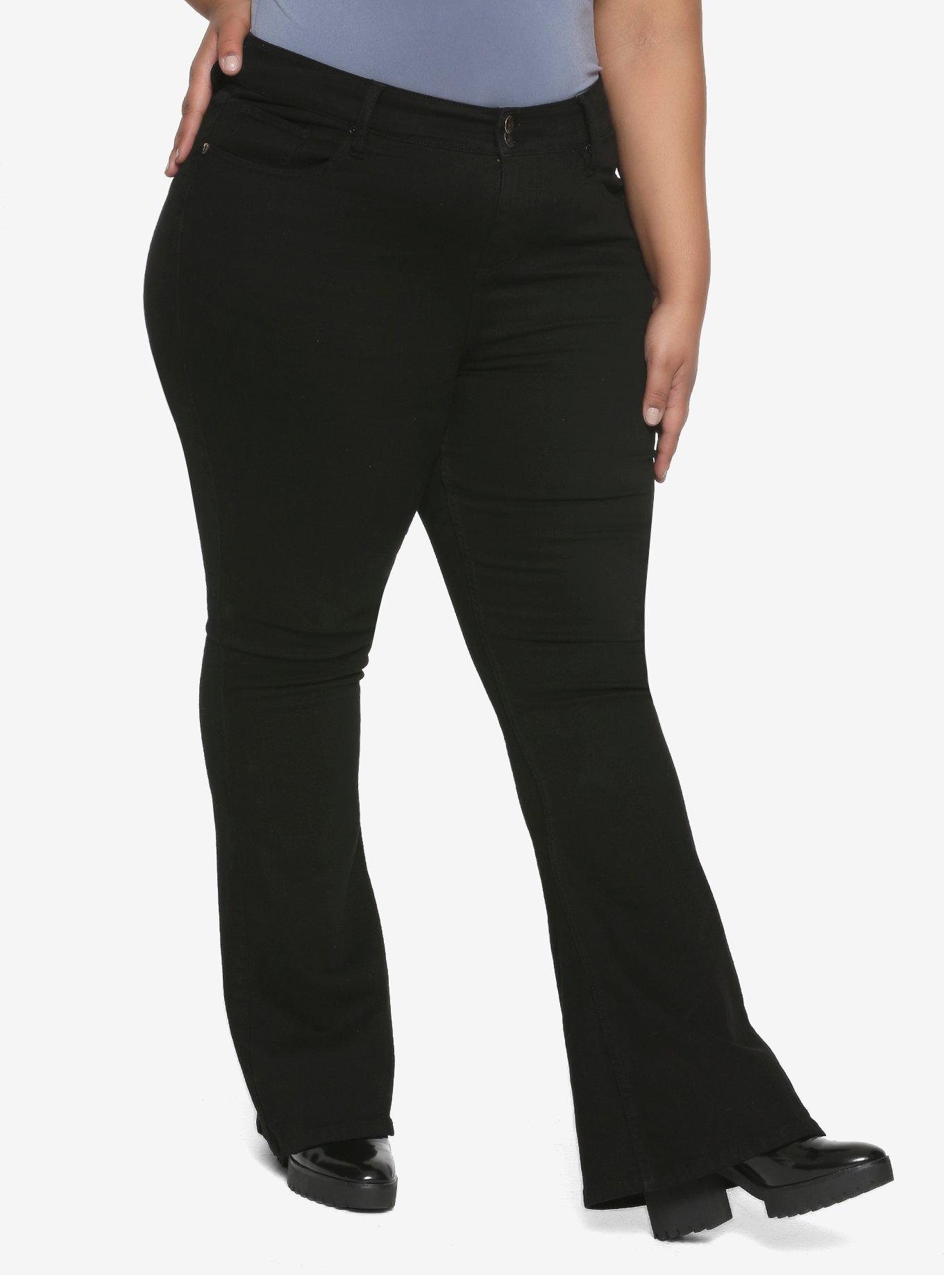 HT Denim Black Hi-Rise Flared Jeans Plus Size