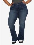 HT Denim Indigo Hi-Rise Flared Jeans Plus Size, INDIGO, hi-res