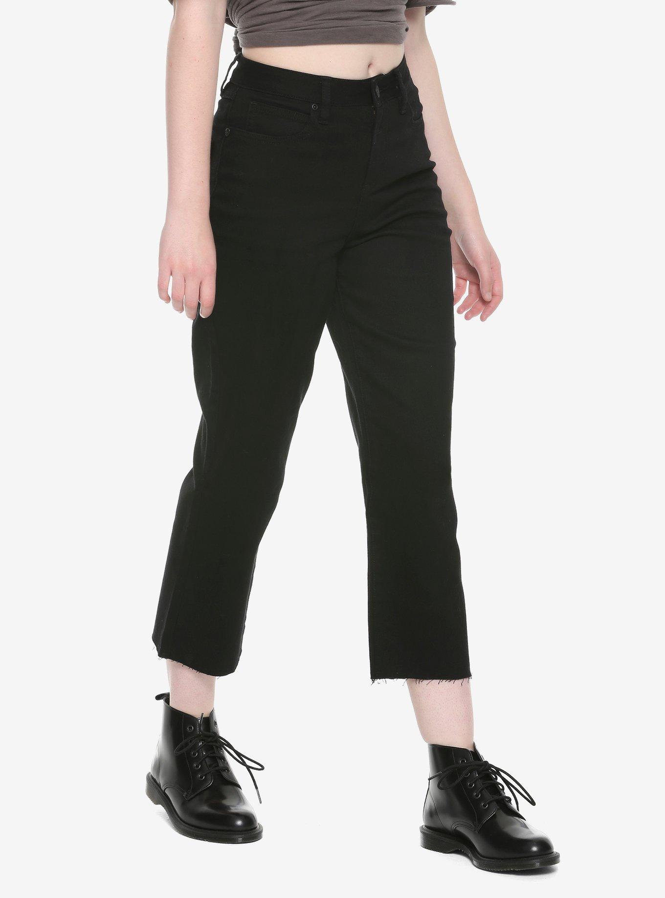 HT Denim Black Ultra Hi-Rise Crop Flared Jeans, BLACK, hi-res