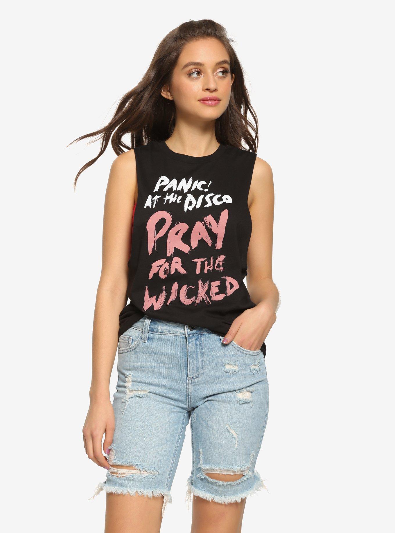 Panic! At The Disco Pray For The Wicked Girls Muscle Top, RED, hi-res