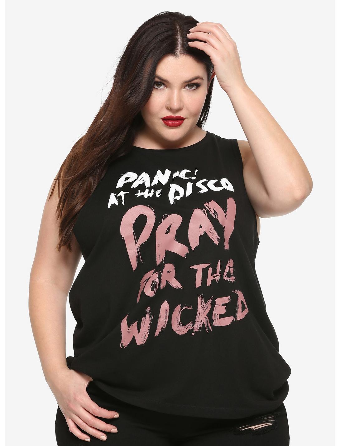 Panic! At The Disco Pray For The Wicked Girls Muscle Top Plus Size, RED, hi-res