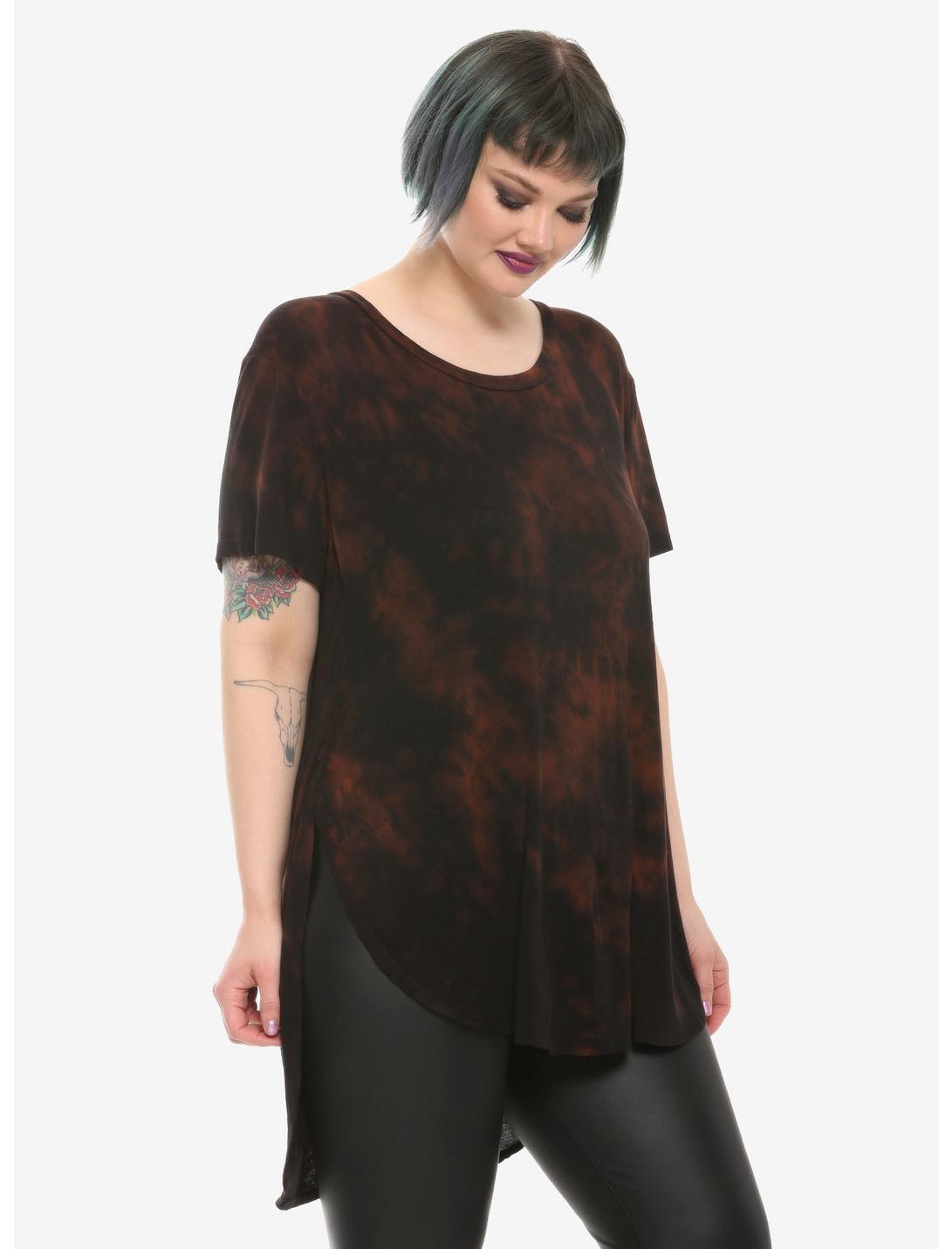 Rust Acid Wash Girls Tunic T-Shirt Plus Size, RUST, hi-res