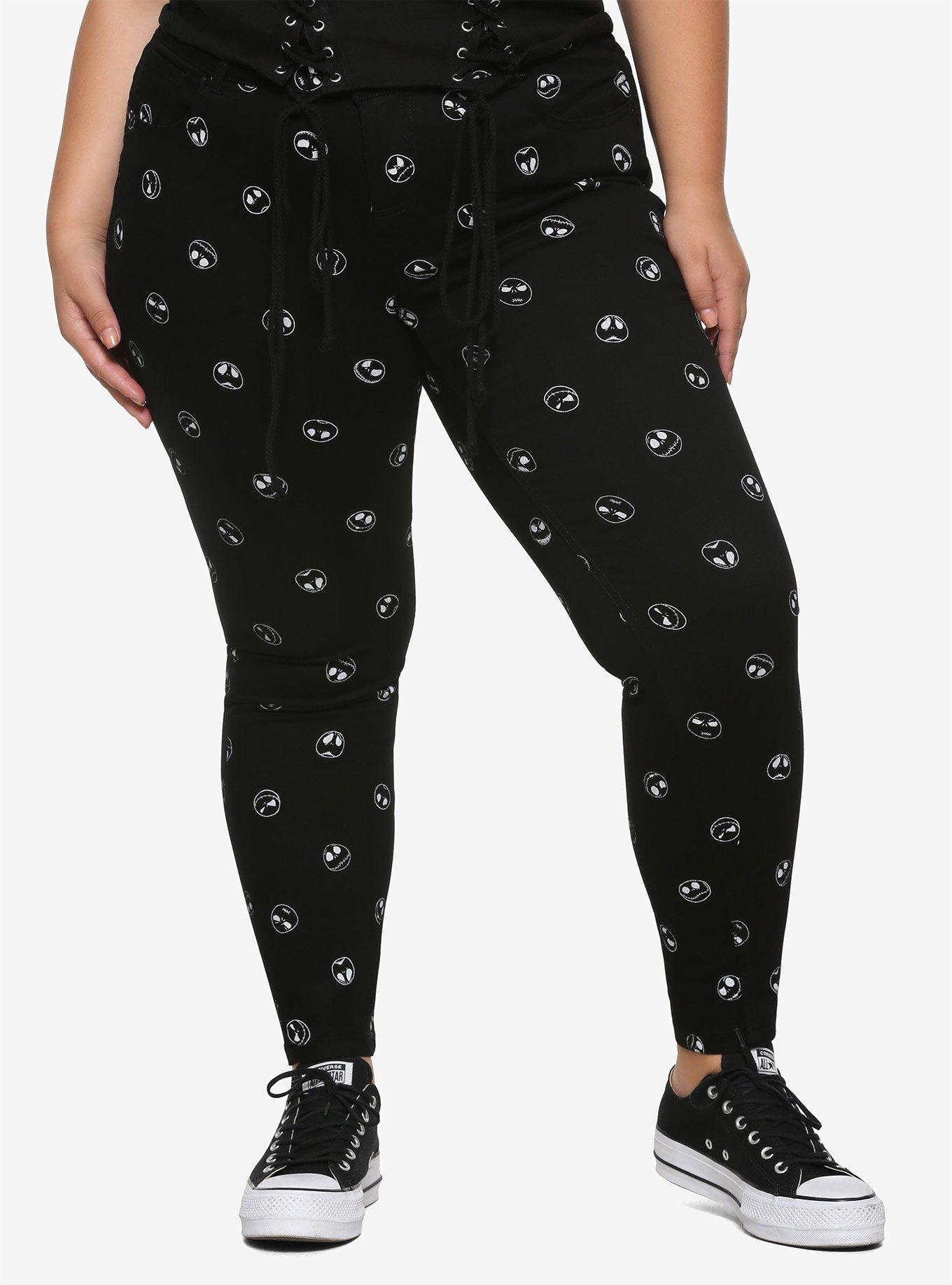 The Nightmare Before Christmas Jack Skellington Face Super Skinny Pants Plus Size, MULTI, hi-res