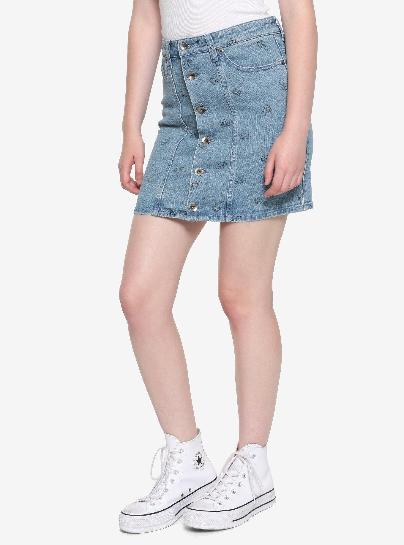 Disney Lilo & Stitch Print Denim Skirt, INDIGO, hi-res