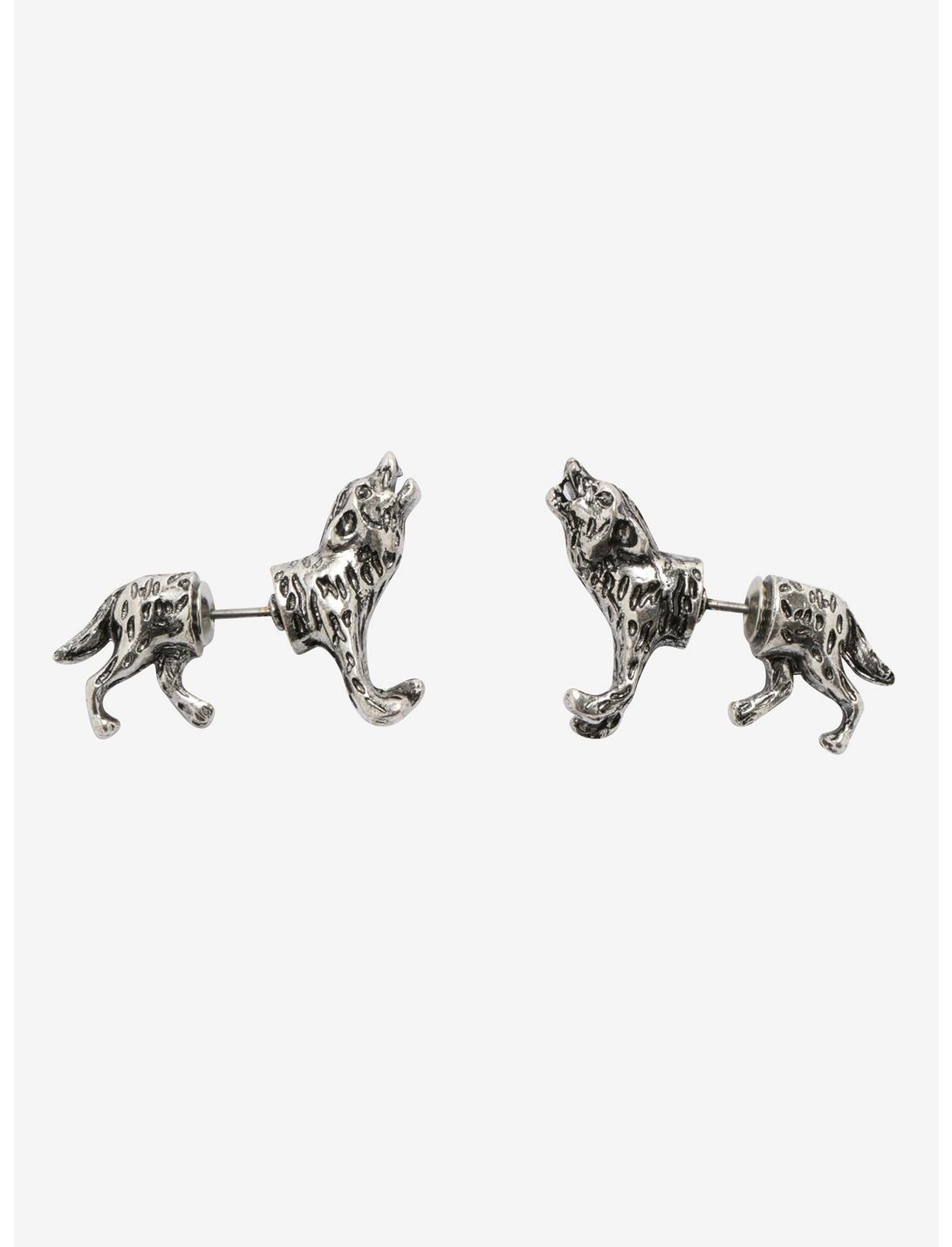 Wolf Faux Tunnel Earrings, , hi-res