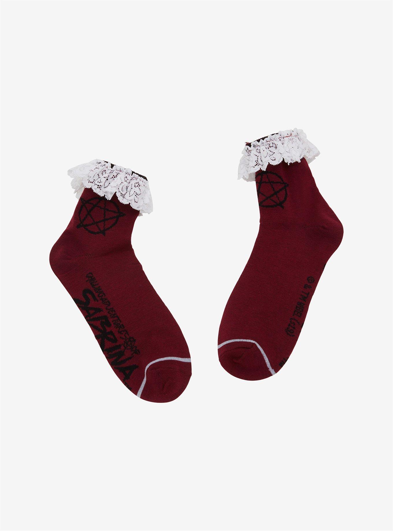 Chilling Adventures Of Sabrina Pentagram Lace Ankle Socks, , hi-res