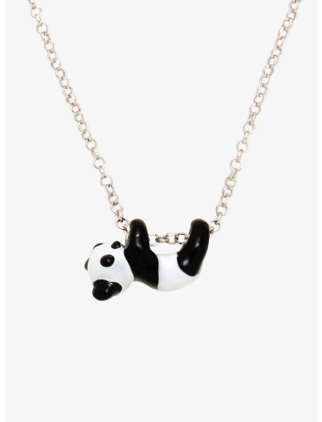 New silver tone panda necklace 182