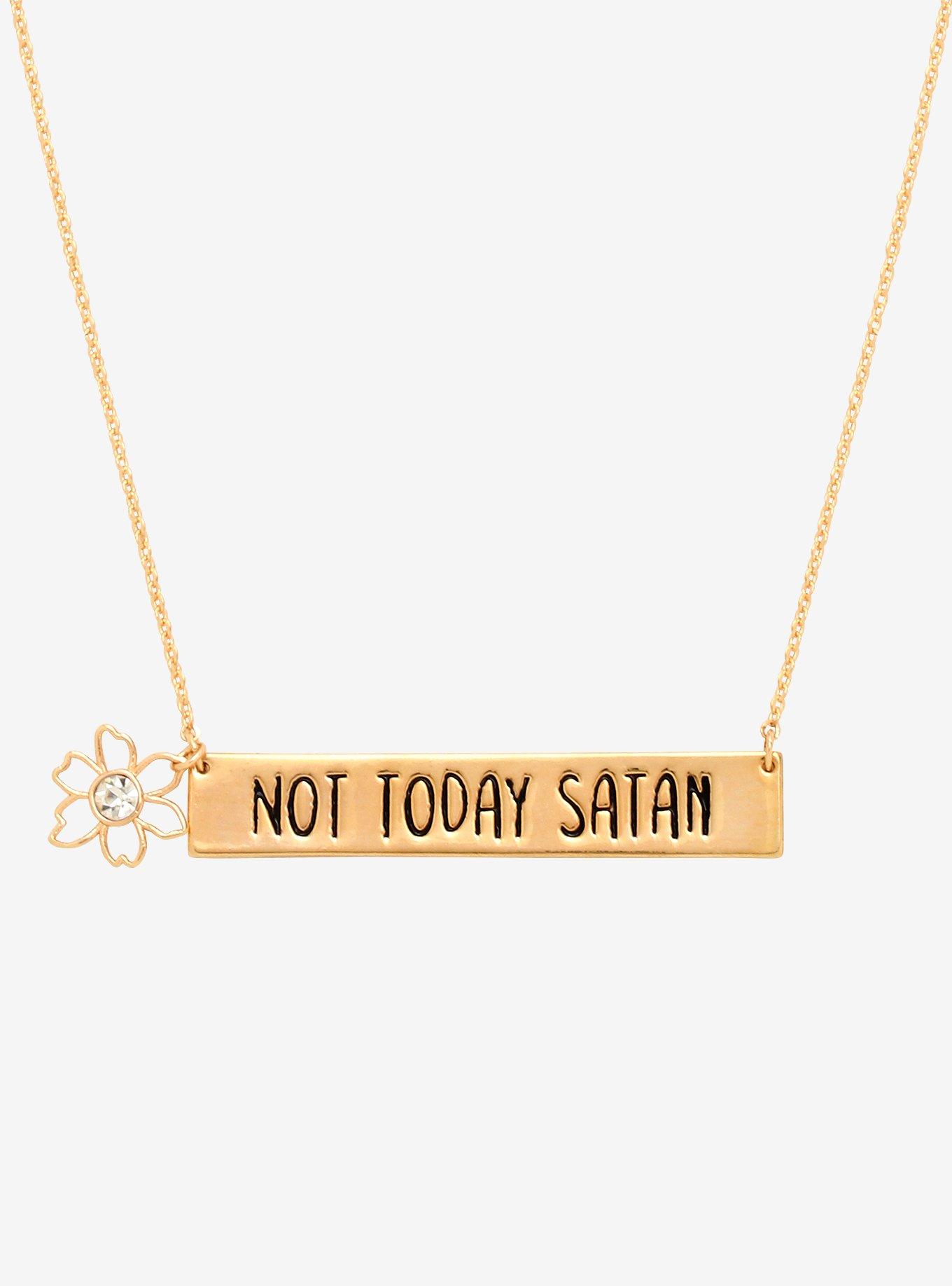 Not Today Satan Bar Necklace, , hi-res