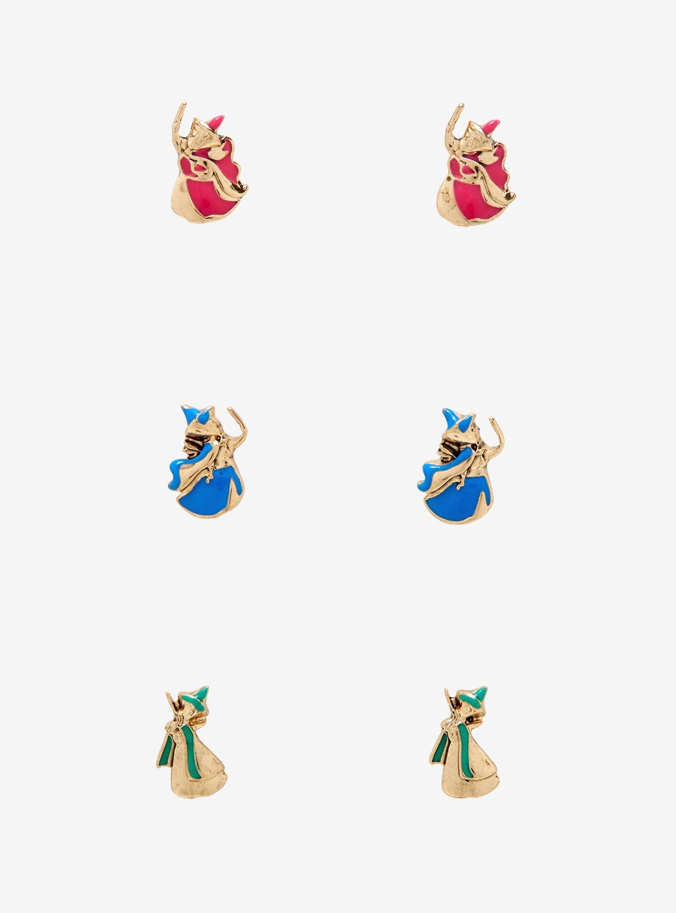 Disney Sleeping Beauty Fairies Stud Earring Set, , hi-res
