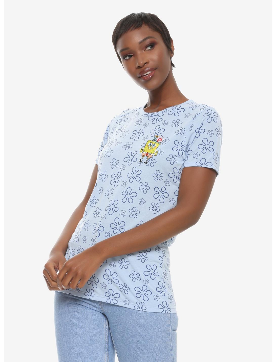 SpongeBob SquarePants Flower Clouds Women's T-Shirt - BoxLunch Exclusive, BLUE, hi-res