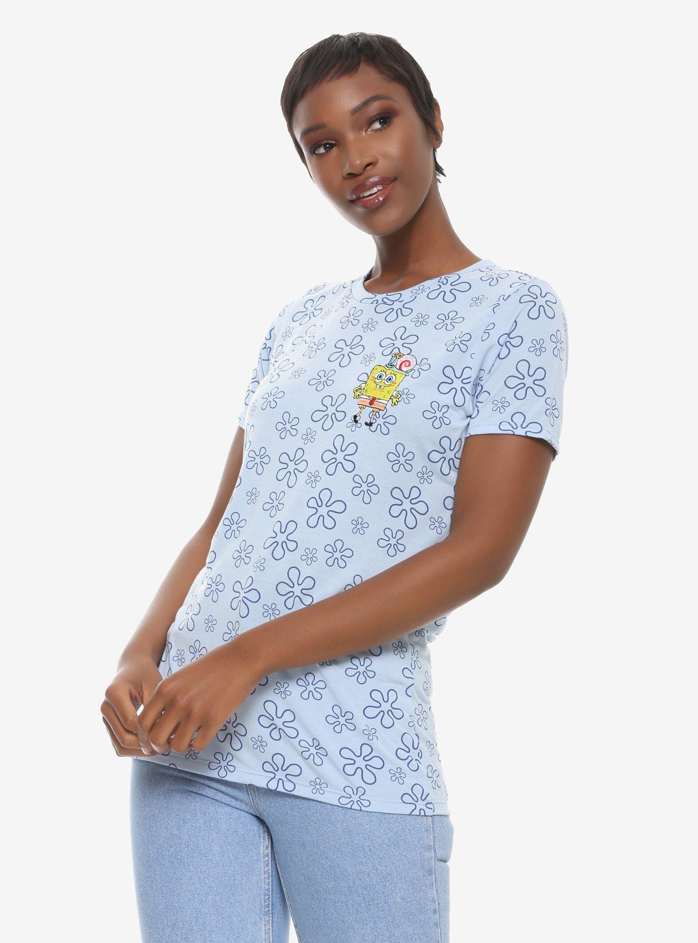 SpongeBob SquarePants Flower Clouds Women's T-Shirt - BoxLunch Exclusive, BLUE, hi-res