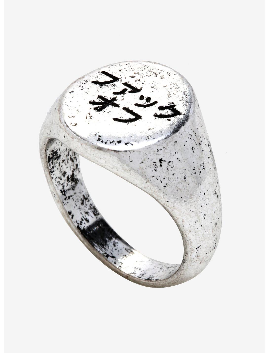 Kanji F Off Signet Ring - BoxLunch Exclusive, SILVER, hi-res