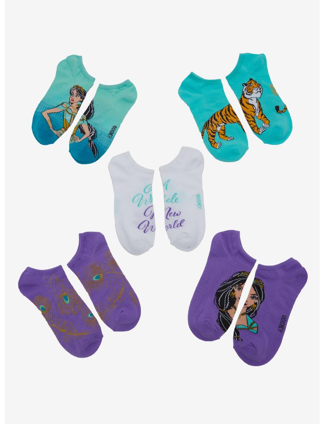 Disney Aladdin Jasmine & Rajah Ankle Socks 5 Pair, , hi-res